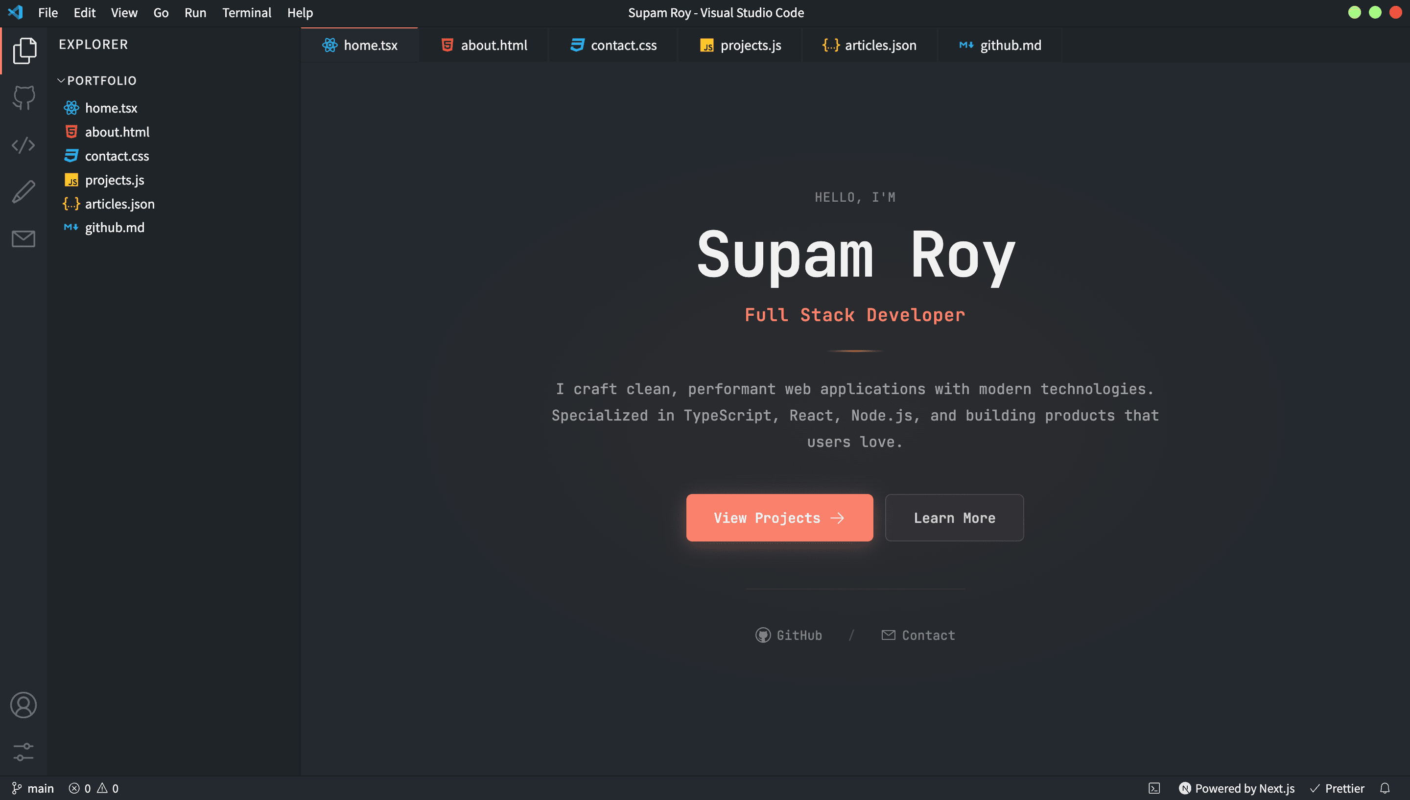 VSCode Portfolio cover